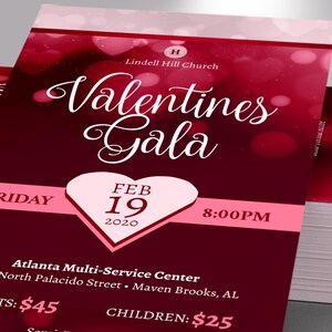 Red Pink Valentines Day Gala Ticket Template, Word Template, Publisher, Banquet Ticket, Size 3x7 inches image 8