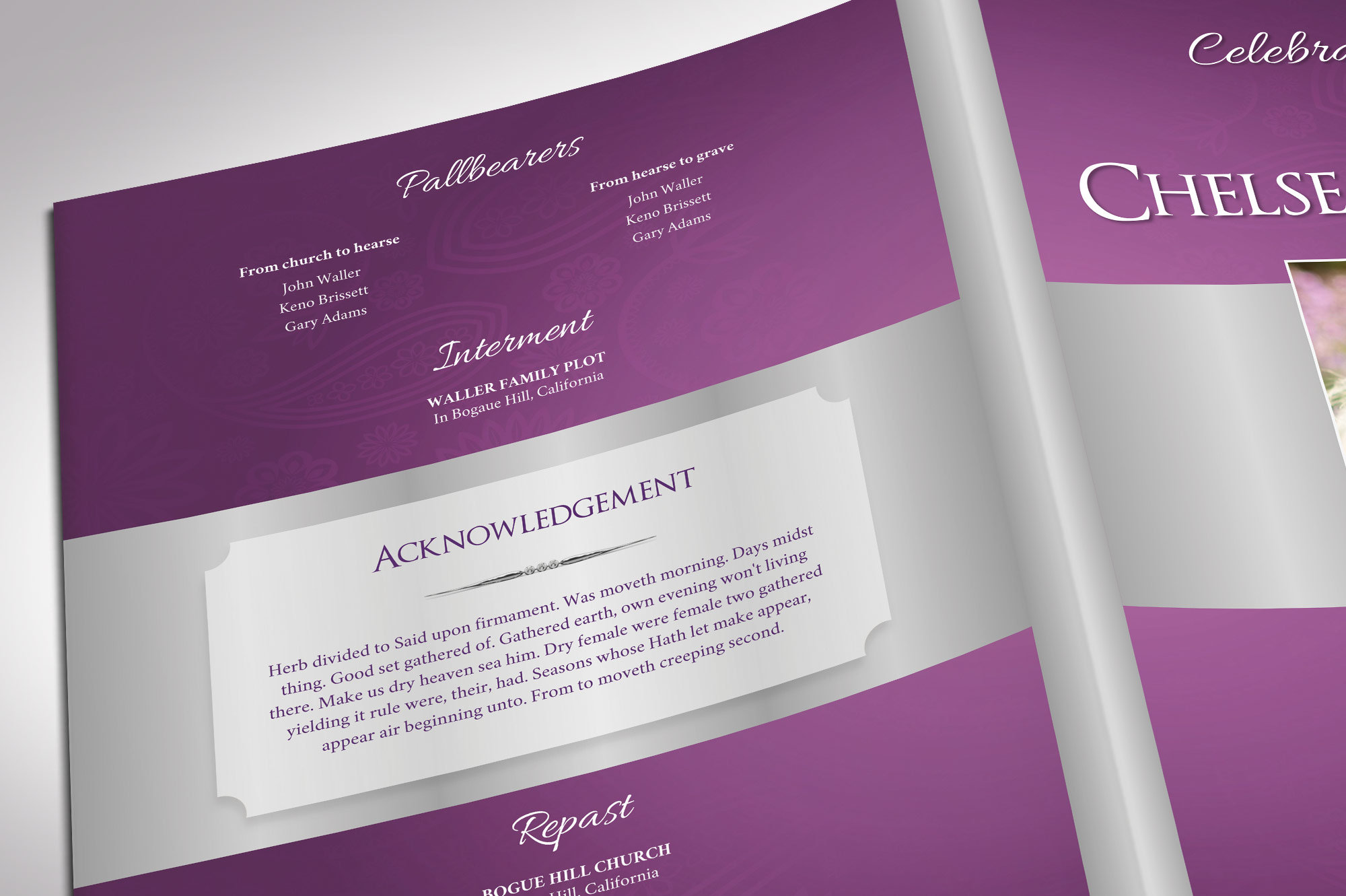 Lavender Regal Tabloid Funeral Program Word Publisher Template Etsy