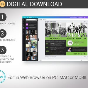 Youth Conference Program Template: Green & Black 8-Page Church Brochure (Canva, 5.5x8.5 in, Digital Download) image 6