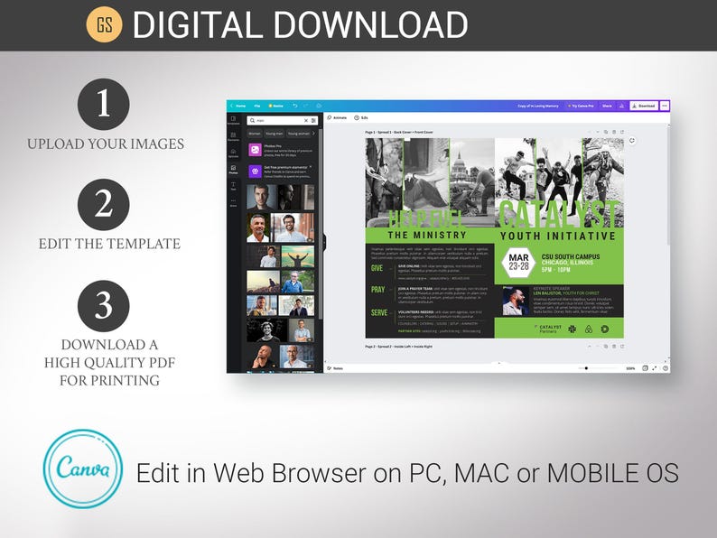 Youth Conference Program Template: Green & Black 8-Page Church Brochure (Canva, 5.5x8.5 in, Digital Download) image 6