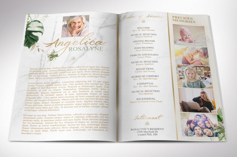 Tropica Funeral Program Template Word Template, Publisher Celebration of Life 8 Pages Bifold to 5.5x8.5 inches image 2