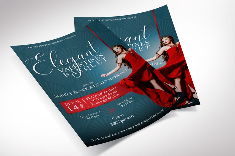 Medium size flyer template, Teal and Red