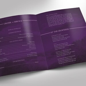 Violet Sky Tabloid Funeral Program Template Word Template, Publisher Celebration of Life 8 Pages 11x17 inches image 3