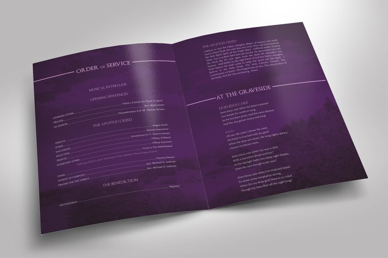 Violet Sky Tabloid Funeral Program Template for Word and image 3