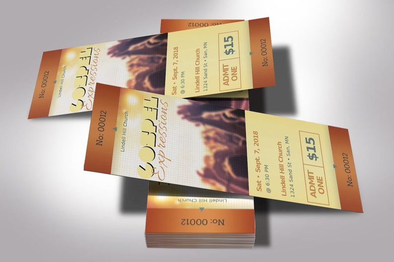 Experience the uplifting spirit of gospel music with our Gospel Concert Ticket Template for Word and Publisher! Sized at 2x6 inches, this beautifully designed ticket template features a radiant yellow and copper background.