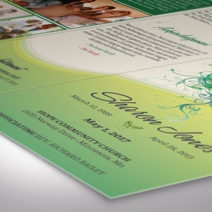 Green Princess Trifold Funeral Program Template Word Template, Publisher Green Beige, Celebration of Life, Memorial Service 11x8.5 in image 8