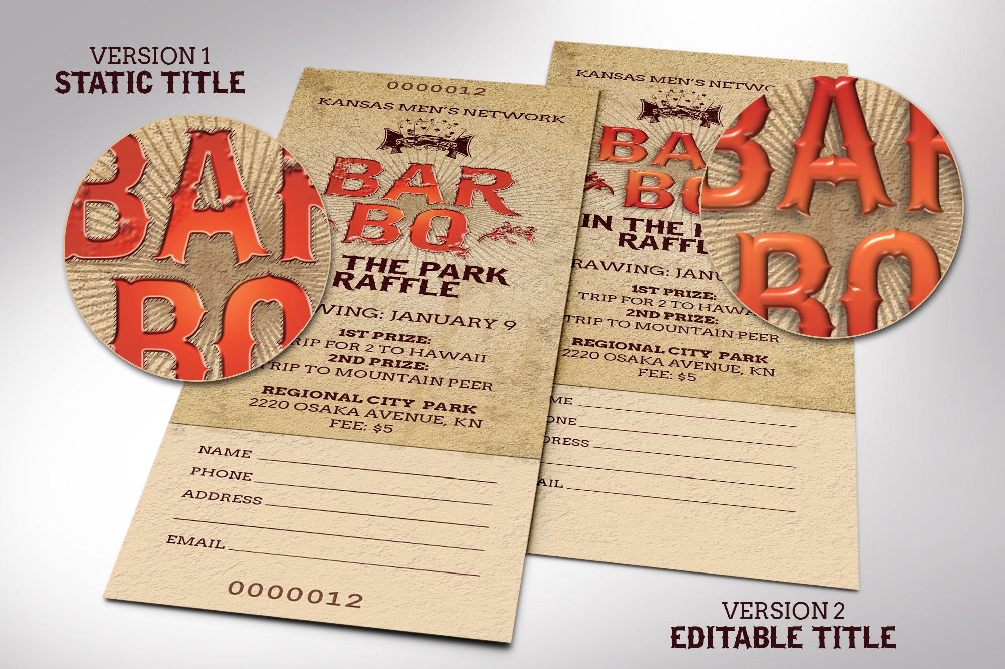 Vintage BBQ Raffle Ticket Template for Word and Publisher: Western ...