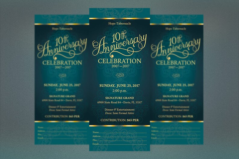 Teal Church Anniversary Ticket Template Word Template, Publisher Pastor Appreciation, Banquet Ticket Size 3x7 in image 6