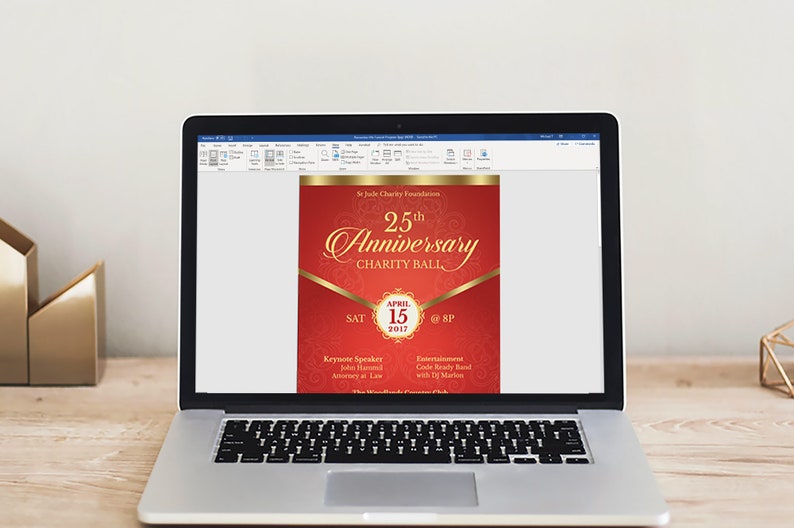 Red Gold Anniversary Gala Flyer Template, Word Template, Publisher, Pastor Appreciation, Banquet Flyer, 5.5x8.5 in image 9