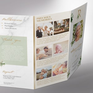 Tropica Trifold Funeral Program Template Word Template, Publisher Celebration of Life Print Size 11x8.5 inches image 7