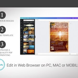 Resurrection Church Flyer Template, Canva Template, Easter Sunday, Church Invitation, Worship Service 2 Sizes image 4