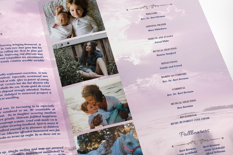 Purple Forever Funeral Program Large Template for Word Publisher V2 4 Pages 11x17 inches image 7