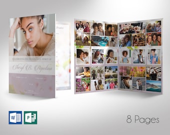 Cherry Blossoms Funeral Program Template: Pastel Purple Obituary (Digital Download)