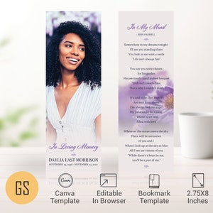Modèle de marque-page funéraire amour lavande, pour toile, célébration de la vie, cadeau commémoratif pour une femme, en souvenir d'amour, cadeau de sépulture | 2,75 x 8 po.