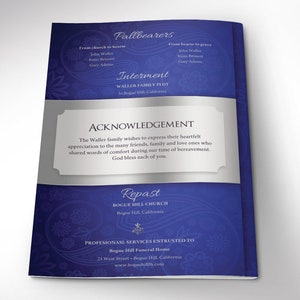 Blue Silver Funeral Program Template Word Template, Publisher V1 Celebration of Life 8 Pages 5.5x8.5 in image 6