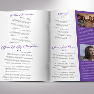 Remember Funeral Program Template, Purple Black Word Template, Publisher 8 Pages Celebration of Life 5.5x8.5 in image 4