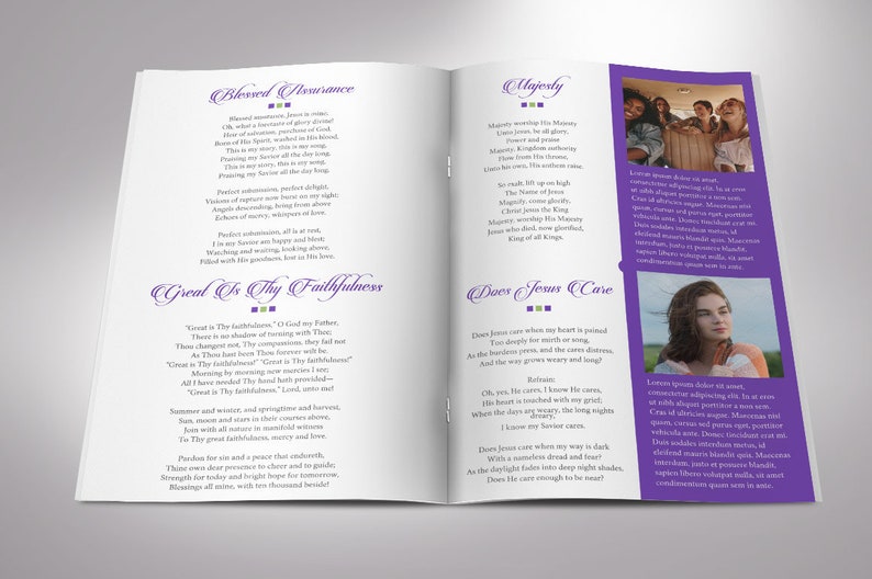 Remember Funeral Program Template, Purple Black Word Template, Publisher 8 Pages Celebration of Life 5.5x8.5 in image 4