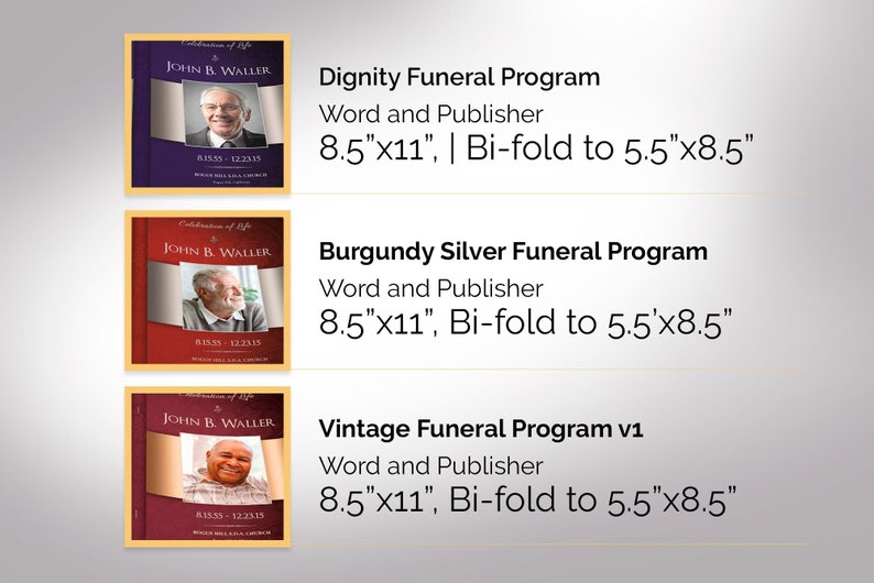 Dignity Funeral Program Template Word Template, Publisher Bundle Celebration of Life 8 Pages 5.5x8.5 inches image 2