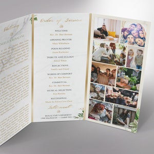 Tropica Trifold Funeral Program Template Word Template, Publisher Celebration of Life Print Size 11x8.5 inches image 6