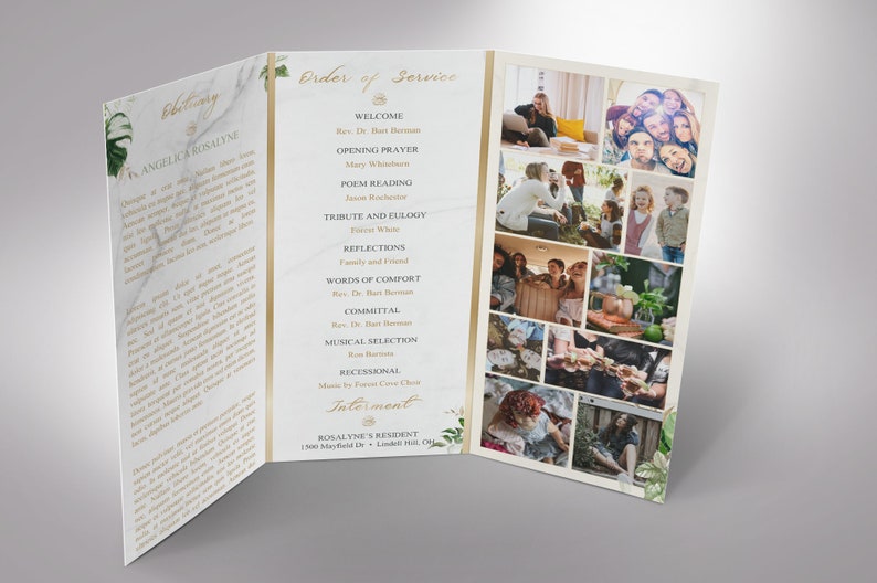 Tropica Trifold Funeral Program Template Word Template, Publisher Celebration of Life Print Size 11x8.5 inches image 6