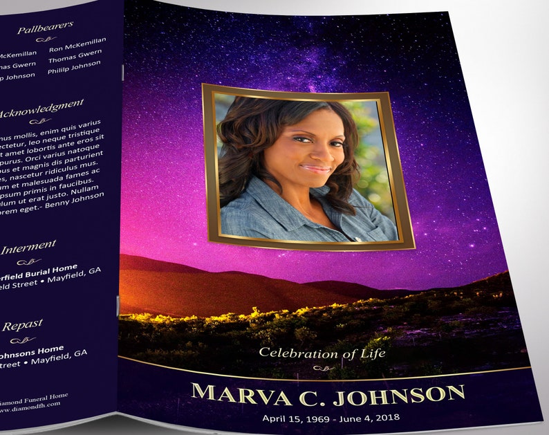 Vineyard Funeral Program Template Word Template, Publisher Celebration of Life 8 Pages Bifold to 5.5x8.5 inches 画像 7