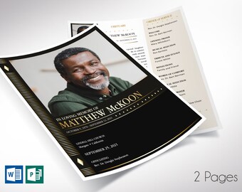 Diamond Funeral Program Template for Word and Publisher | 2 Pages |  Print Size: 8.5x11 inches