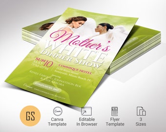Mothers Day Flyer Template for Canva | Green Red, Modern Event Invitation, Women's Day Brunch, Women’s Fellowship, Dinner Show | 3 Sizes