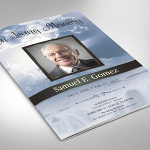 Blue Sky Funeral Program Template Word Template, Publisher, Celebration of Life, Memorial Service, 4 Pages, 5.5x8.5 in image 3