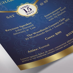Blue Gold Anniversary Gala Flyer Template Word Template, Publisher Pastor Anniversary, Church Event 5.5x8.5 in image 6