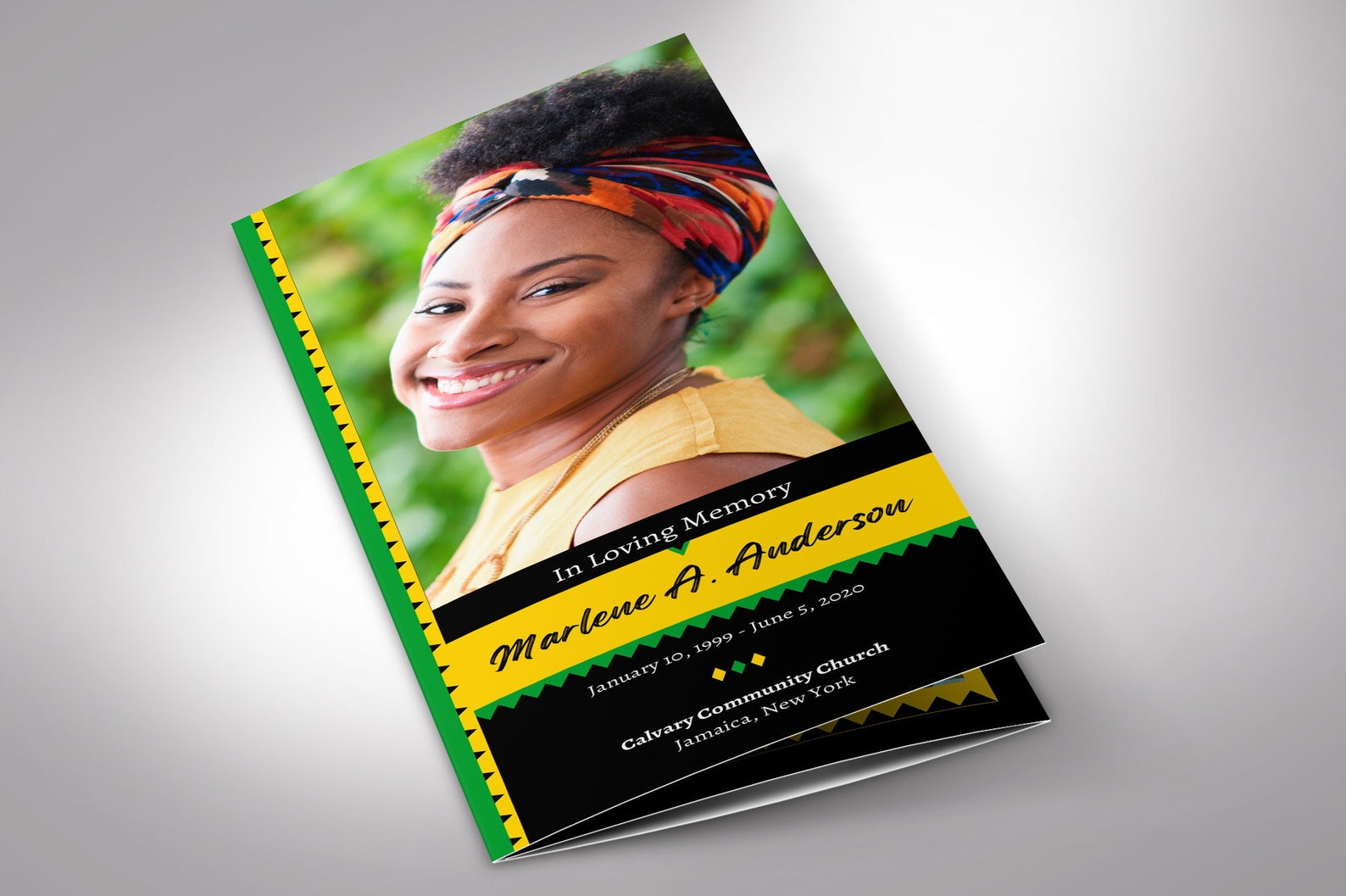 Jamaican Trifold Funeral Program Canva Template Editable Etsy