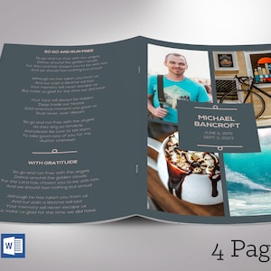 Oceans Funeral Program Template: Blue Gray Obituary (Digital Download)