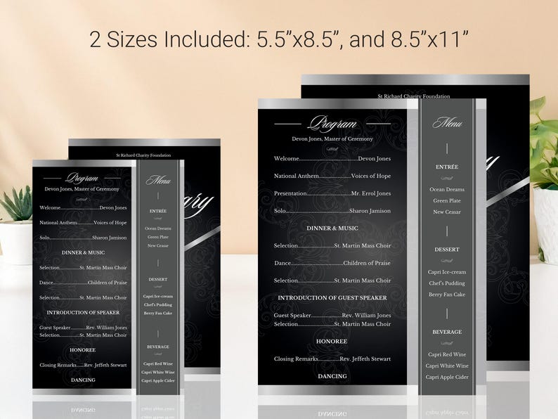 Standard Event Program Size Black Silver Church Anniversary Gala Program Canva Template Elegant ...