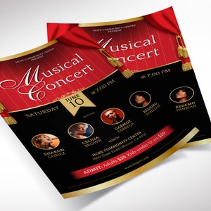Red and Black Musical Event Flyer Template, Canva Template, Concert Flyer. 6 Tassels, Print Sizes 4x6, 5.5x8.5 in image 3