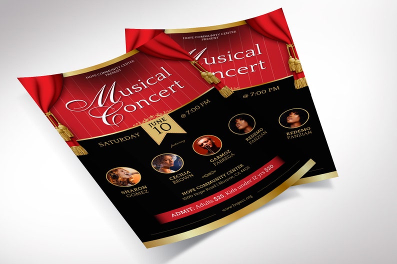 Red and Black Musical Event Flyer Template, Canva Template, Concert Flyer. 6 Tassels, Print Sizes 4x6, 5.5x8.5 in image 3