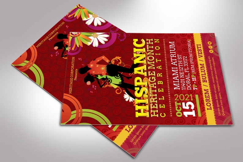 Hispanic Heritage Month Flyer Template Word Template, Publisher Cinco de Mayo, Mardi Gras, Party Flyer Size 4x6 in image 5