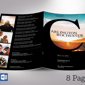 Sky Funeral Program Template: Celebration of Life, 8 Pages (Digital Download)