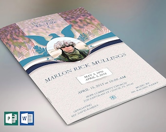 American Navy Funeral Program Template: Celebration of Life (5.5x8.5", Word & Publisher)
