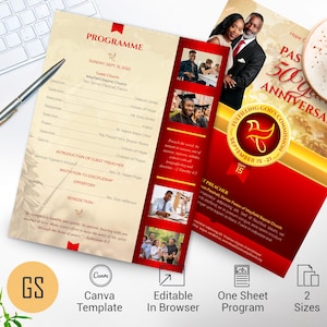 Red & Gold Clergy Anniversary Program Canva Template (Digital Download)