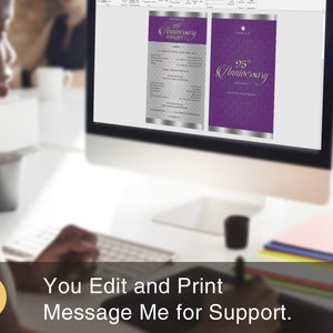 Silver Purple Church Anniversary One Sheet Program Template, Word Template, Publisher Pastor Appreciation 5.5x8.5 in image 10