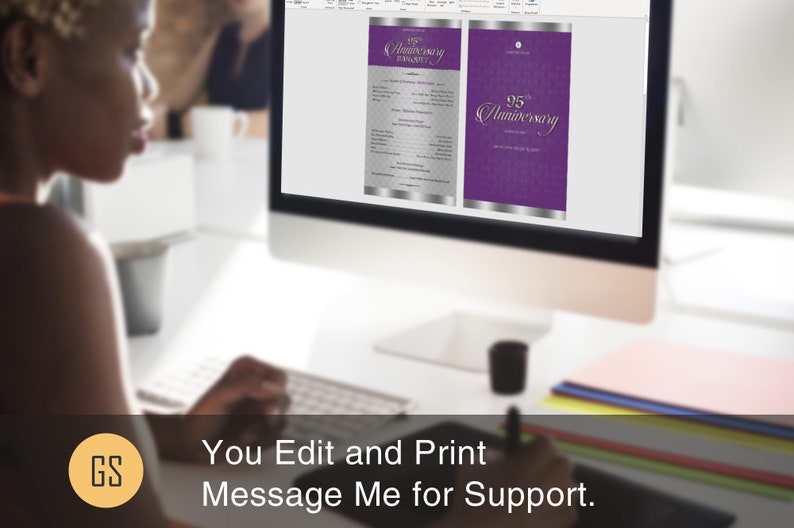 Silver Purple Church Anniversary One Sheet Program Template, Word Template, Publisher Pastor Appreciation 5.5x8.5 in image 10