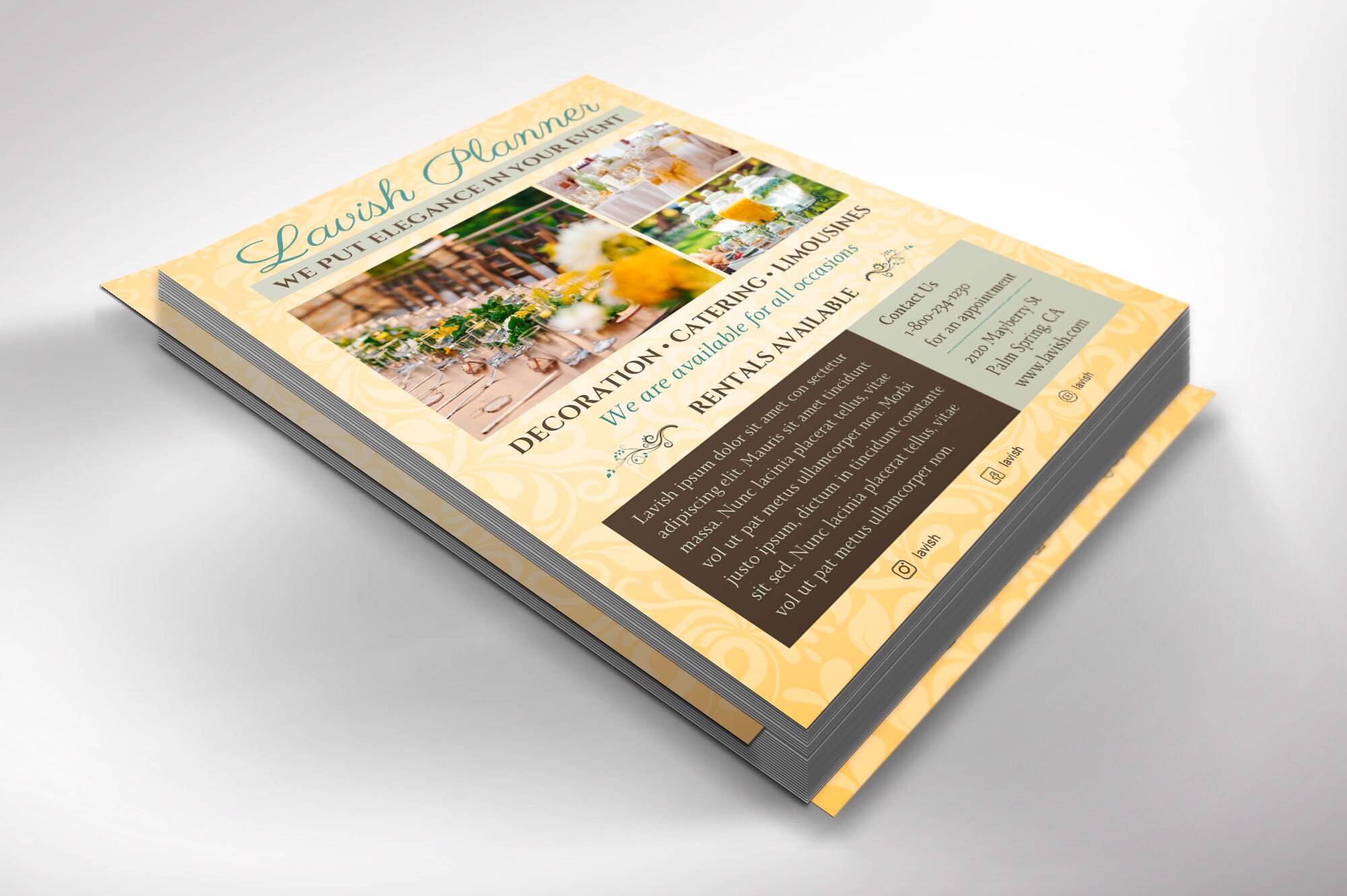 Event Planner Flyer Canva Template, Yellow & Teal, Marketing