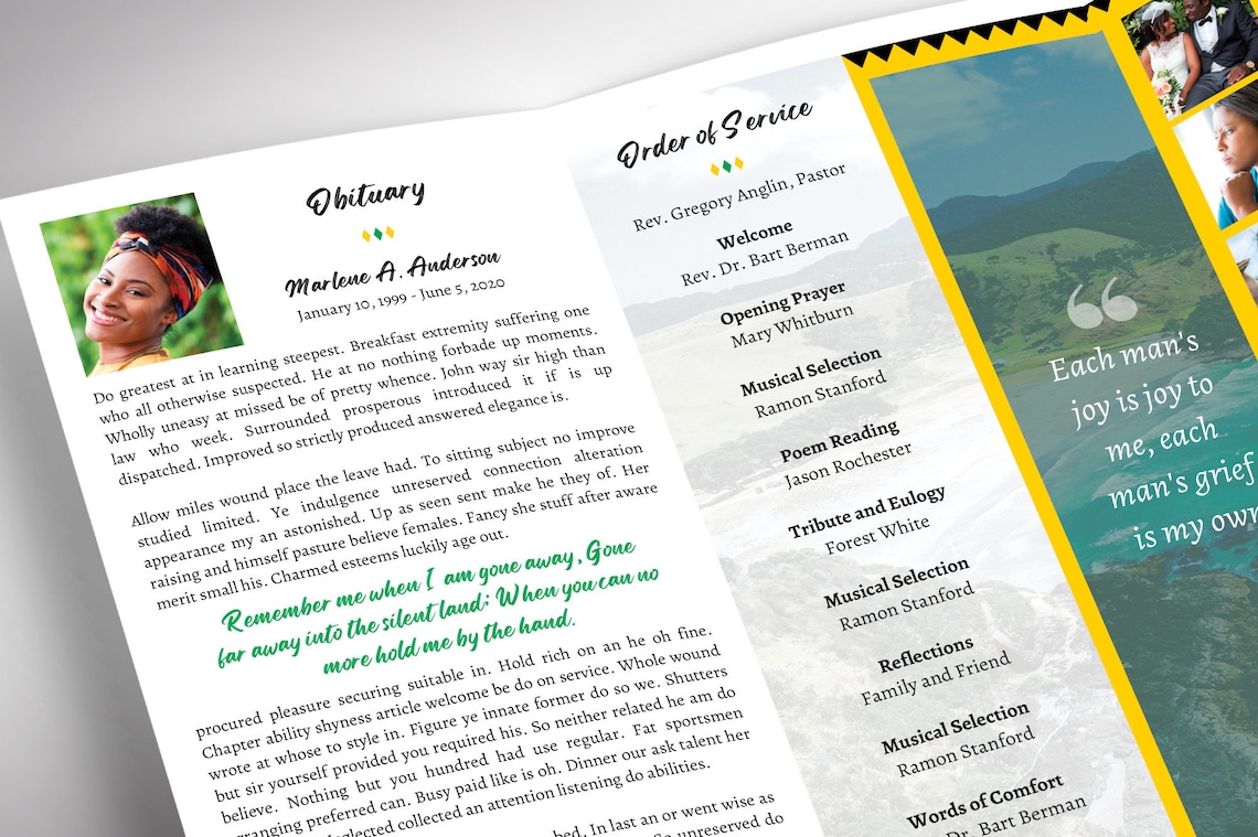 Jamaican Legal Trifold Funeral Program Template for Canva Etsy