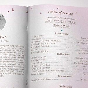 Teal Pink Funeral Program Template, Word Template, Publisher, Butterfly Celebration of Life, Obituary, 4 Pages, 5.5x8.5 in image 8