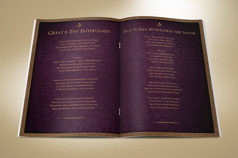 Royal Funeral Program Template, Purple Gold Word Template, Publisher Celebration of Life 8 Pages 5.5x8.5 inches image 4