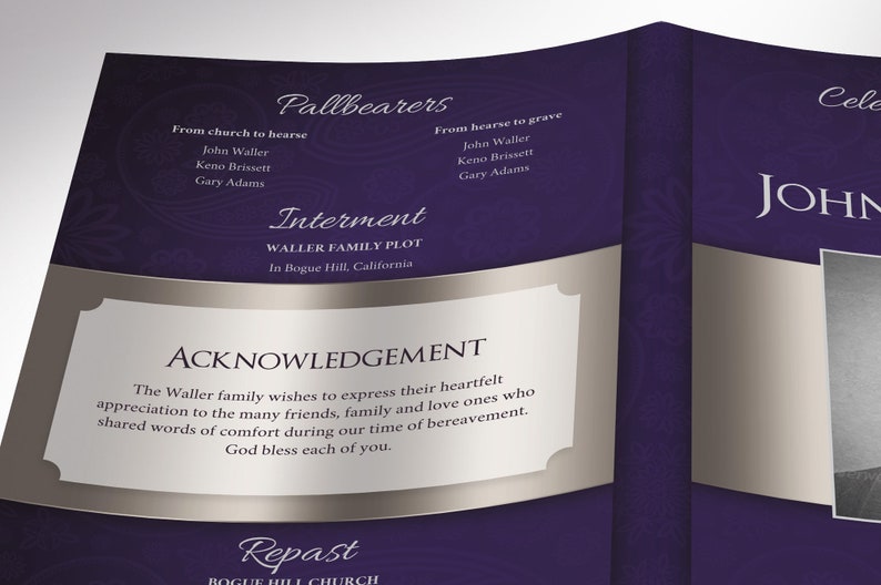 Blue Dignity Funeral Program Template Word Template, Publisher Celebration of Life 8 Pages Bifold to 5.5x8.5 inches image 8