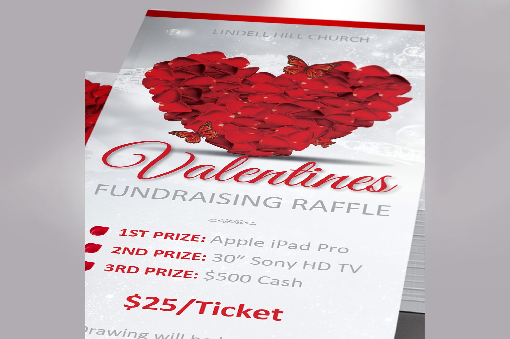 Valentine's Day Raffle Ticket Template for Word and Publisher: Red ...