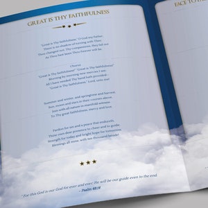 Blue Ribbon Funeral Program Large Template Word Template, Publisher Celebration of Life, Blue Sky, 8 Page 11x17 in image 8