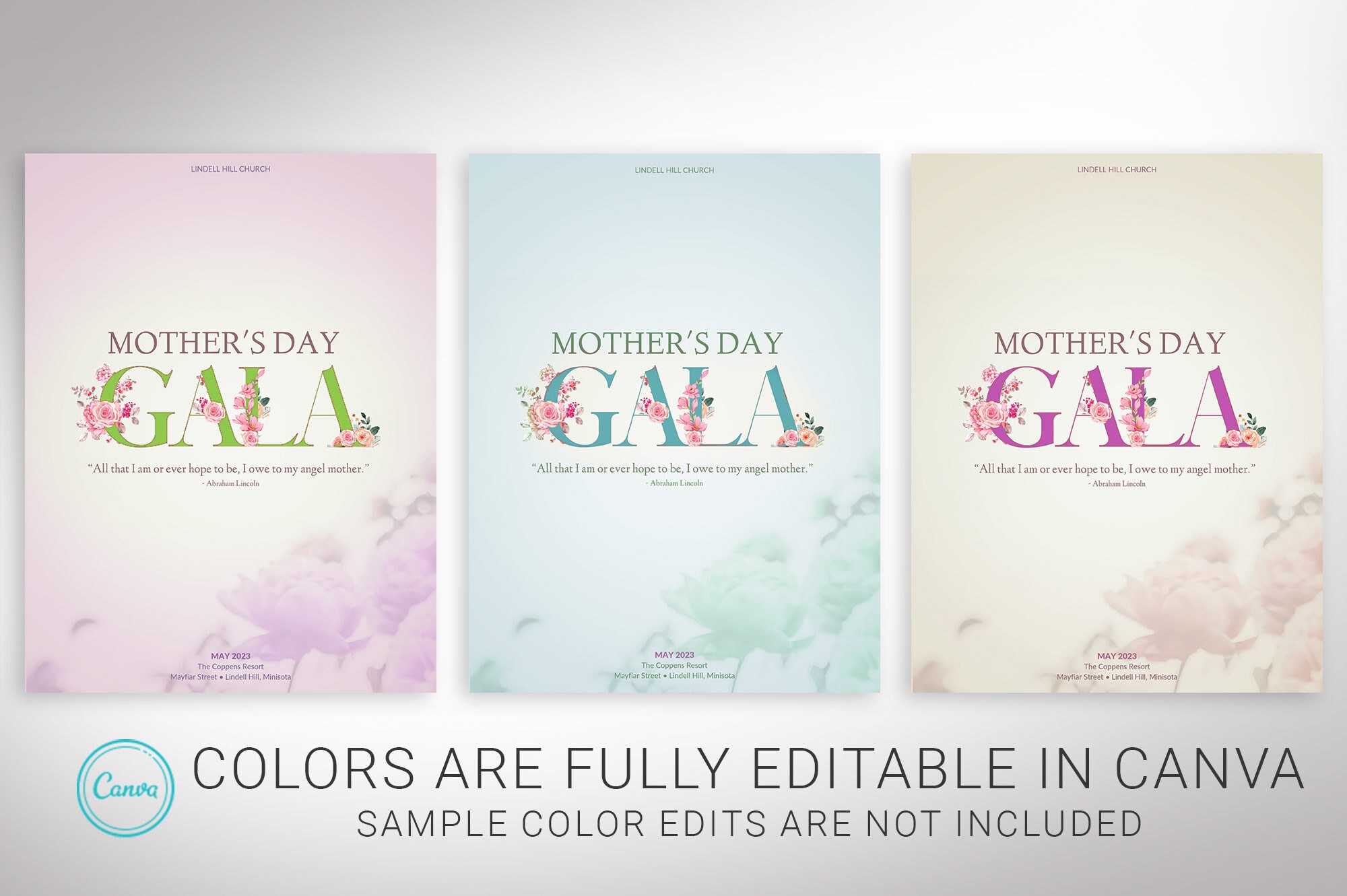 Vintage Mother's Day Program Template | Canva: 4-page Floral Church ...
