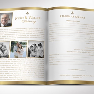 White Gold Funeral Program Template Word Template, Publisher Celebration of Life 8 Pages 5.5x8.5 inches image 2