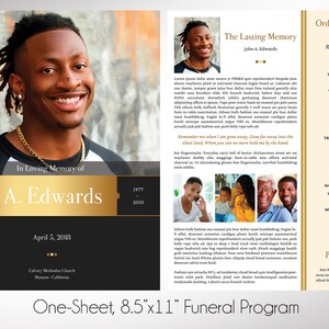 Remember Gold Funeral Program One Sheet Template, Canva Template ...